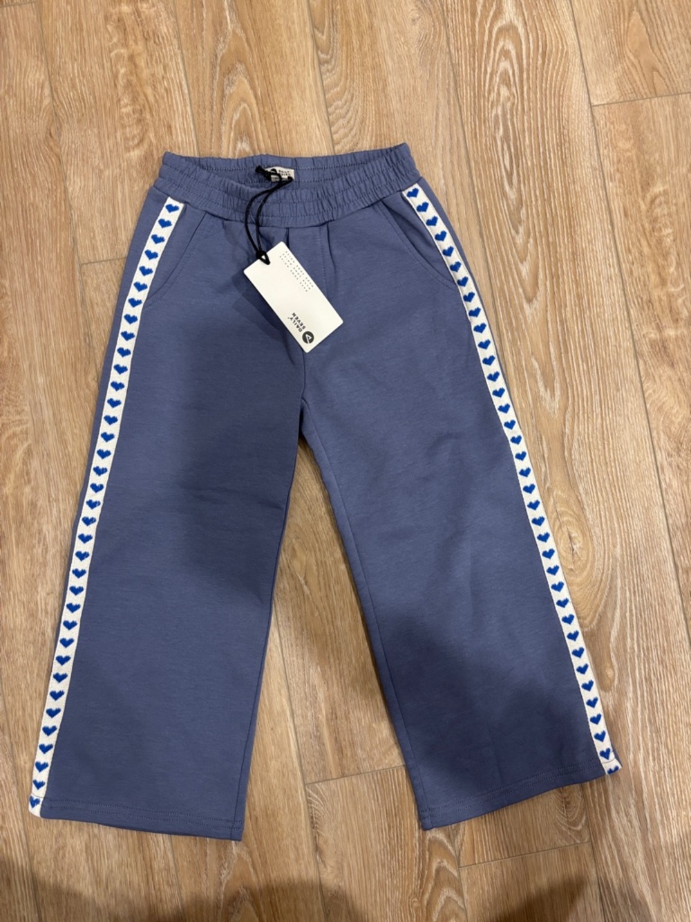 NWT Kids Blue Heart-Trim Wide Leg Bottoms| 4T